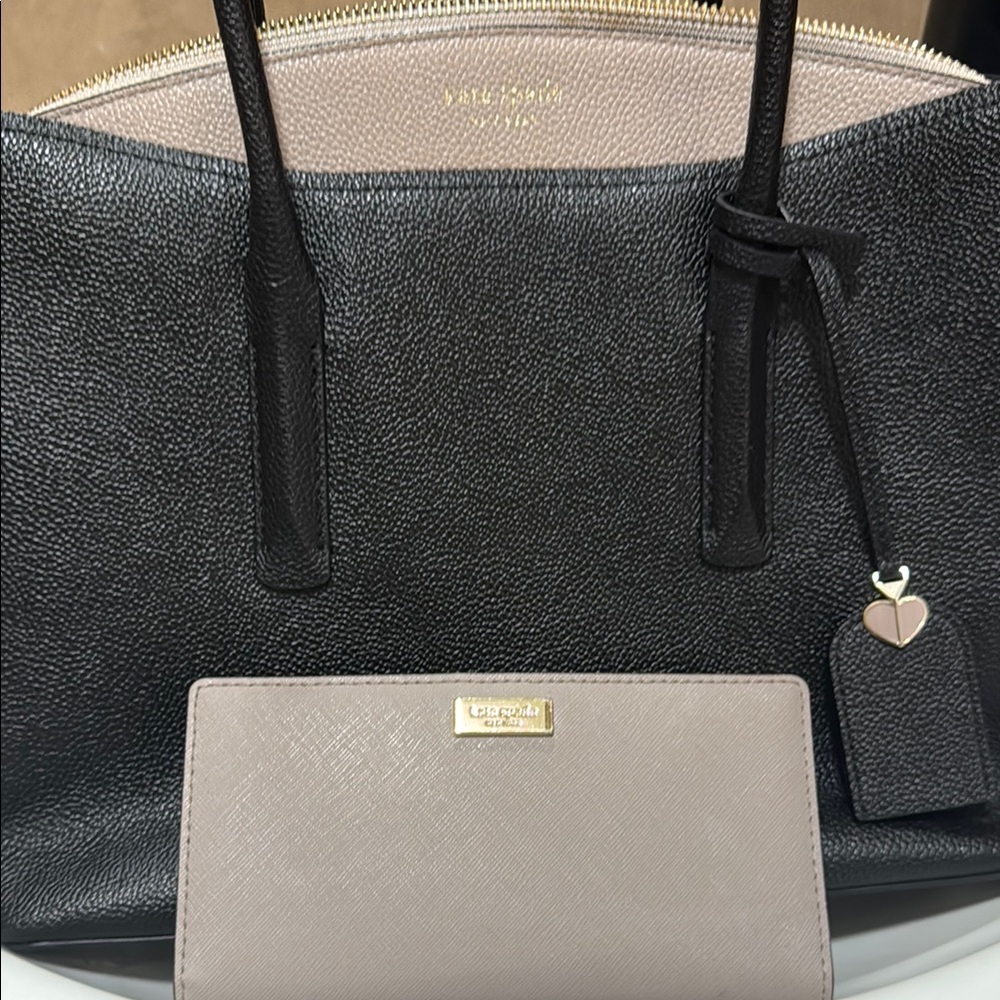 Kate Spade Black and Tan Women's Bag and Wallet